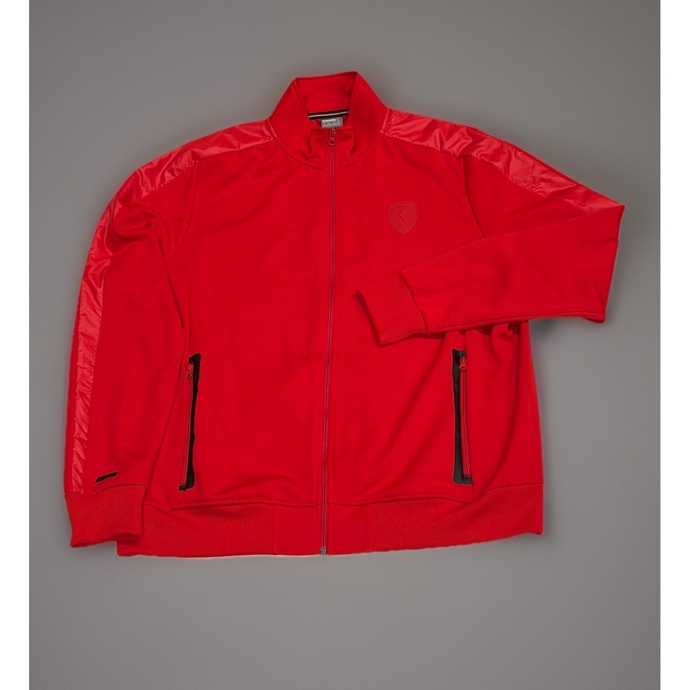 Puma Ferrari Lifestyle Men's T7 Track Jacket Red Full Zip Pockets Logo Size 2XL